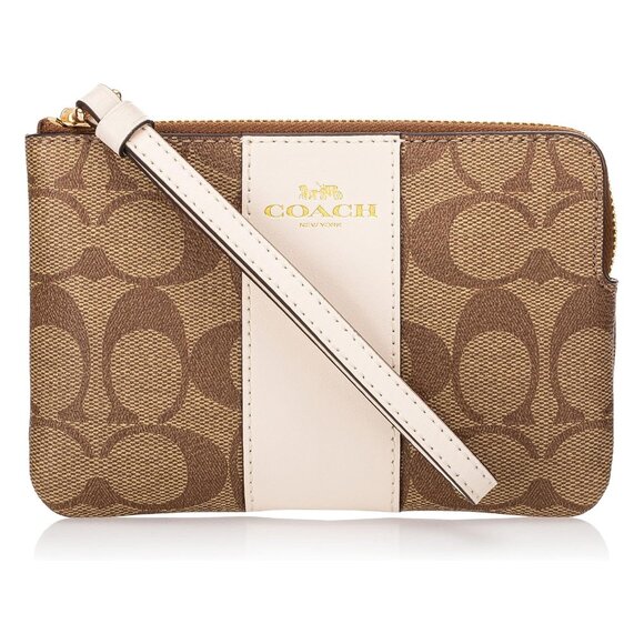 Coach Handbags - Coach Signature Brown and Cream Wristlet